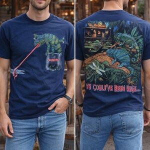 Budweiser T-Shirt Mens 2XL Blue Crew Neck Vintage Chameleon